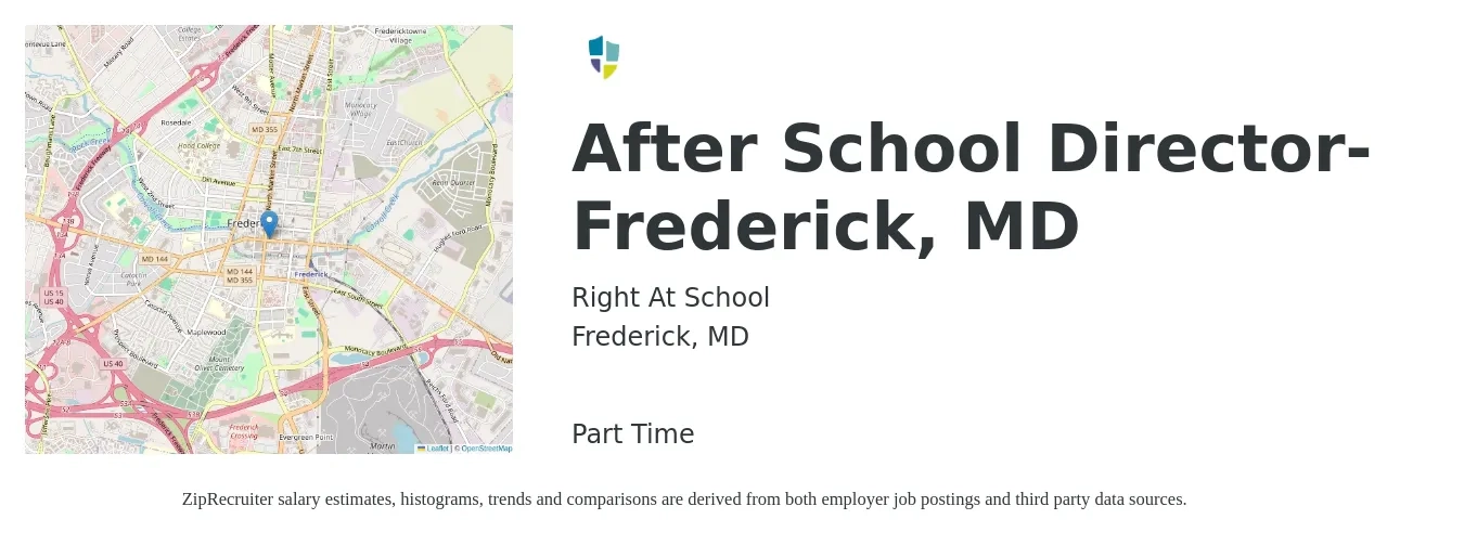 Right At School job posting for a After School Director-Frederick, MD in Frederick, MD with a salary of $20 to $24 Hourly with a map of Frederick location.