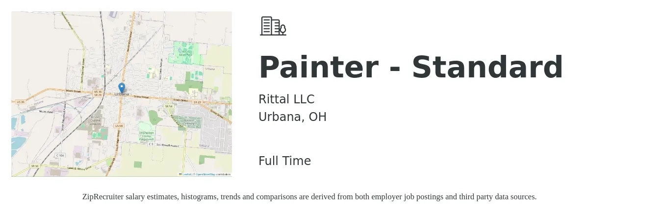 Rittal LLC job posting for a Painter - Standard in Urbana, OH with a salary of $17 to $23 Hourly with a map of Urbana location.