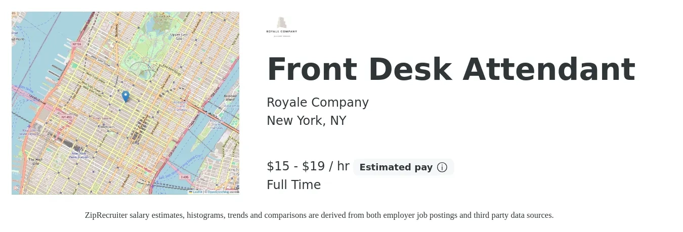 Front Desk Attendant Job in New York, NY at Royale (Hiring)