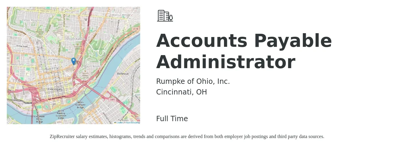 Rumpke of Ohio, Inc. job posting for a Accounts Payable Administrator in Cincinnati, OH with a salary of $19 to $26 Hourly with a map of Cincinnati location.