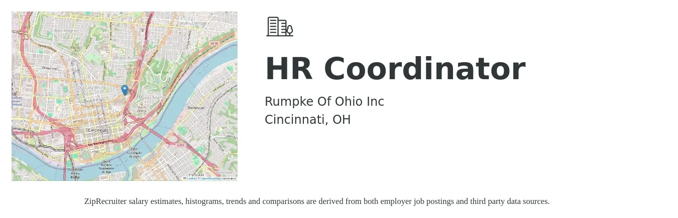 Rumpke of Ohio, Inc. job posting for a HR Coordinator in Cincinnati, OH with a salary of $20 to $26 Hourly with a map of Cincinnati location.