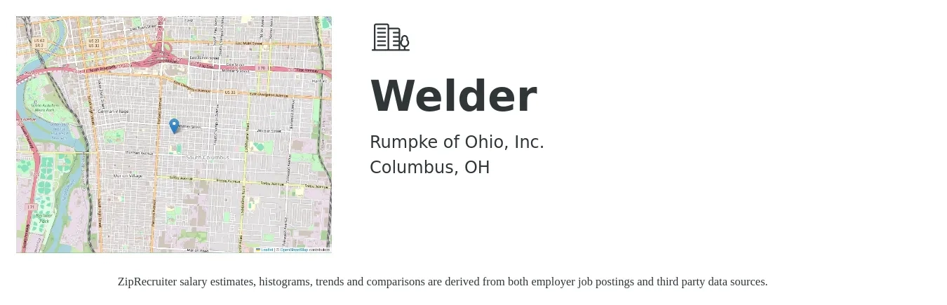 Rumpke Of Ohio Inc job posting for a Welder in Columbus, OH with a salary of $18 to $24 Hourly with a map of Columbus location.