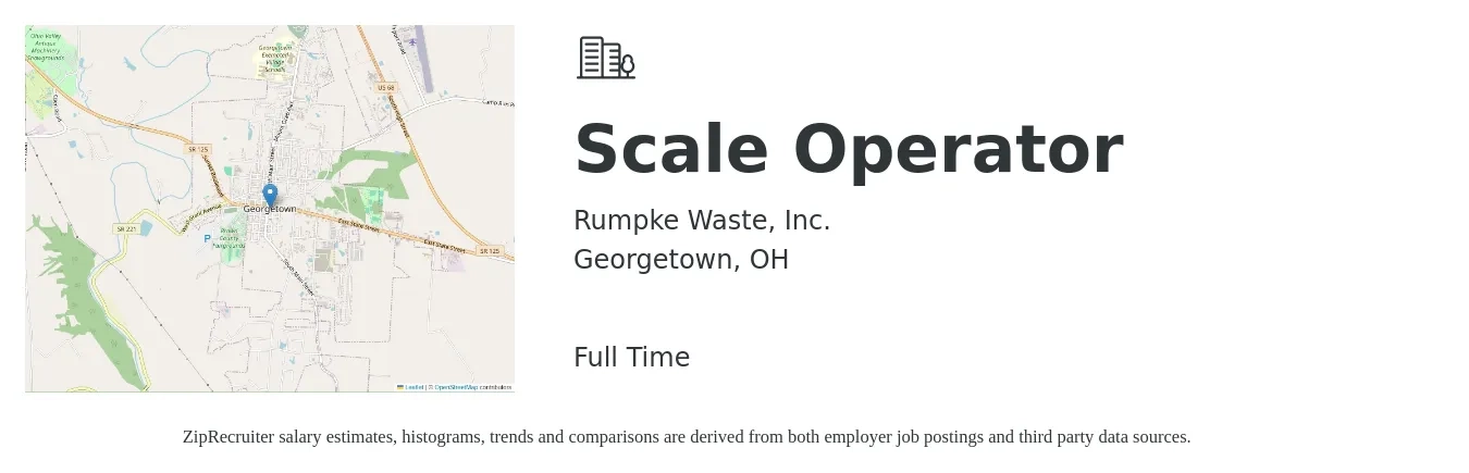 Rumpke Waste, Inc. job posting for a Scale Operator in Georgetown, OH with a salary of $15 to $20 Hourly with a map of Georgetown location.