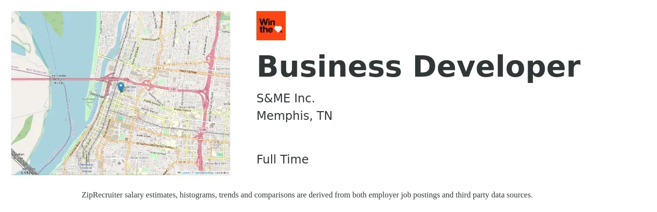 S&ME, Inc. job posting for a Business Developer in Memphis, TN with a salary of $46,000 to $99,500 Yearly with a map of Memphis location.