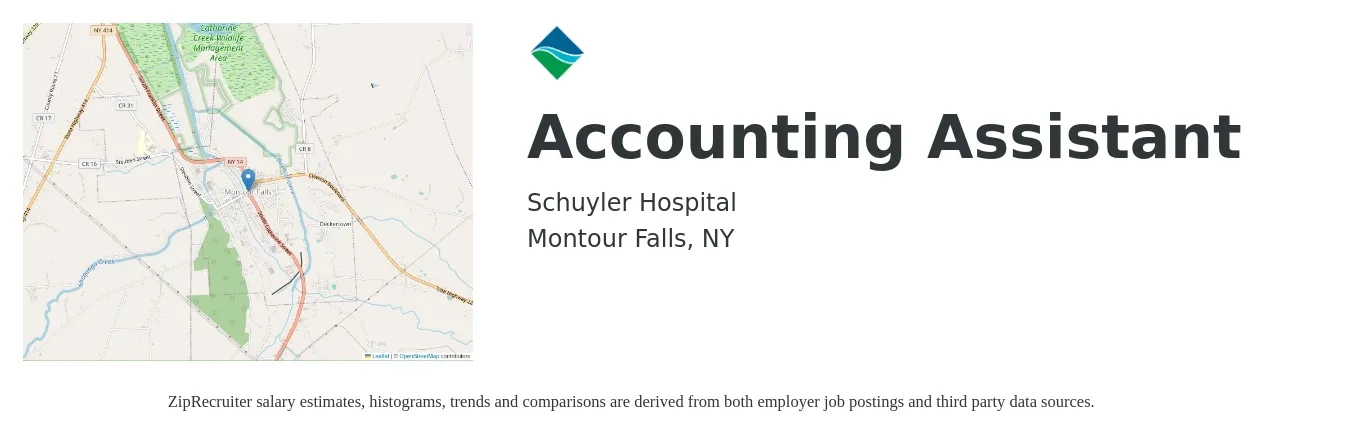 Schuyler Hospital job posting for a Accounting Assistant in Montour Falls, NY with a salary of $17 to $22 Hourly with a map of Montour Falls location.