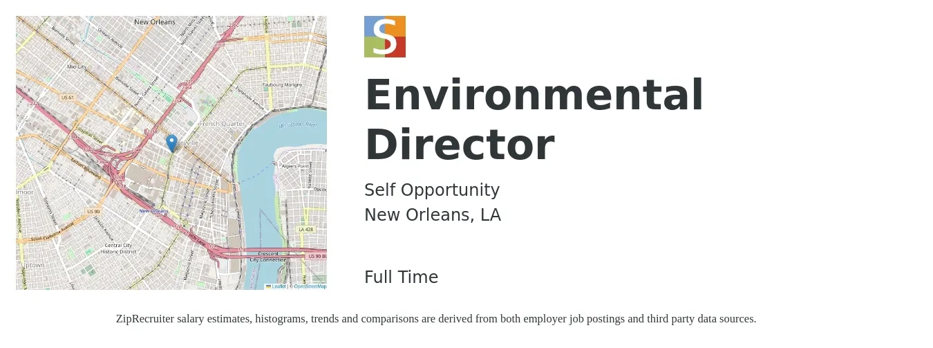 Self Opportunity, Inc. job posting for a Environmental Director in New Orleans, LA with a salary of $112,800 to $137,300 Yearly with a map of New Orleans location.