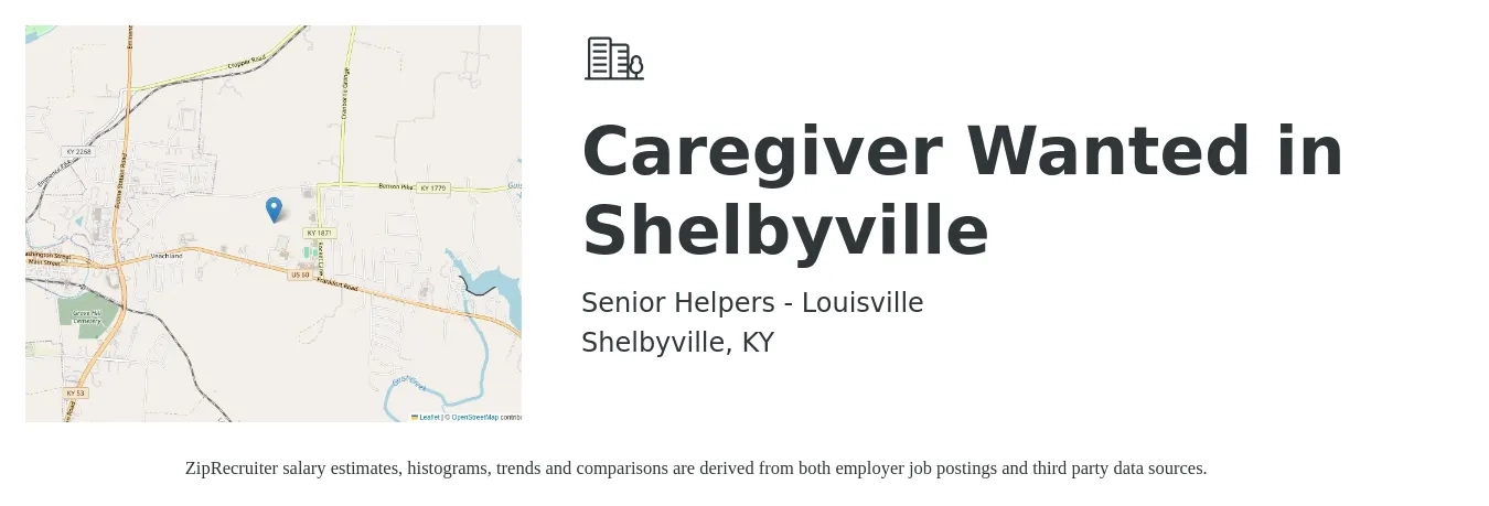 Senior Helpers - Louisville job posting for a Caregiver Wanted in Shelbyville in Shelbyville, KY with a salary of $13 to $17 Hourly with a map of Shelbyville location.