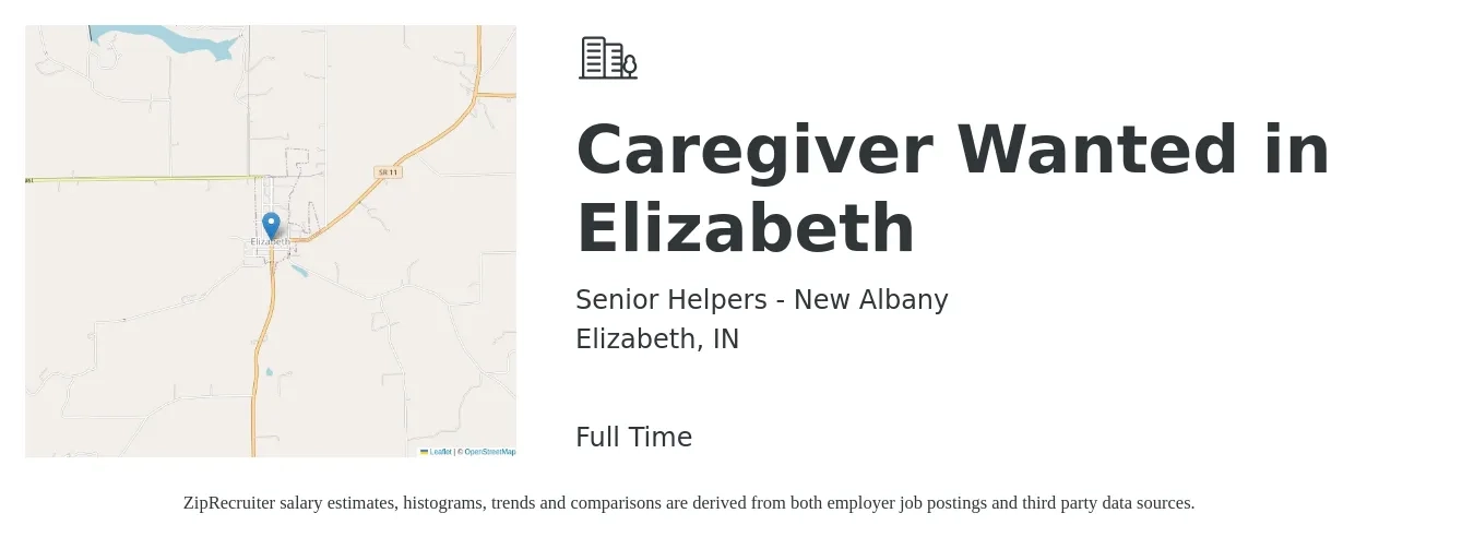 Senior Helpers - New Albany job posting for a Caregiver Wanted in Elizabeth in Elizabeth, IN with a salary of $13 to $16 Hourly with a map of Elizabeth location.