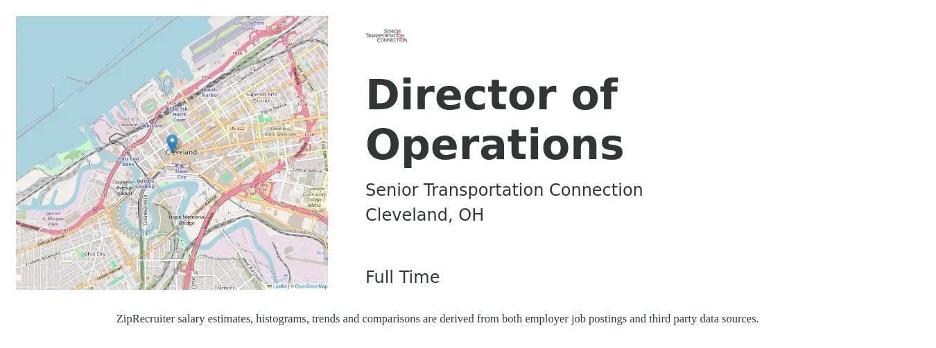 Senior Transportation Connection job posting for a Director of Operations in Cleveland, OH with a salary of $73,200 to $131,500 Yearly with a map of Cleveland location.