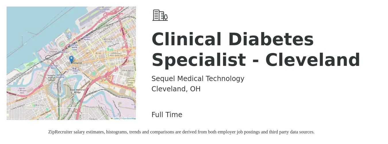 Sequel Medical Technology job posting for a Clinical Diabetes Specialist - Cleveland in Cleveland, OH with a map of Cleveland location.