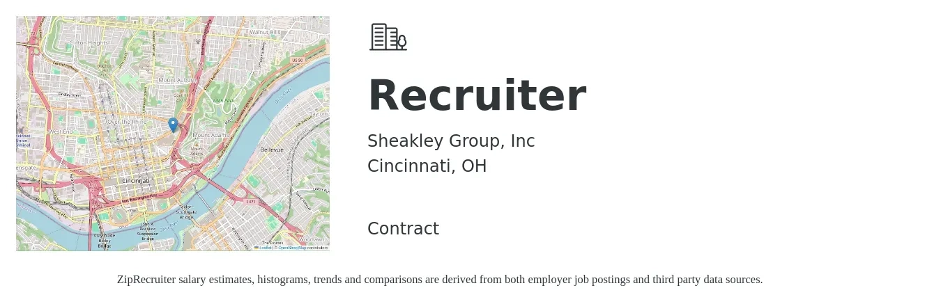 Sheakley Group, Inc job posting for a Recruiter in Cincinnati, OH with a salary of $50,000 to $60,000 Yearly with a map of Cincinnati location.