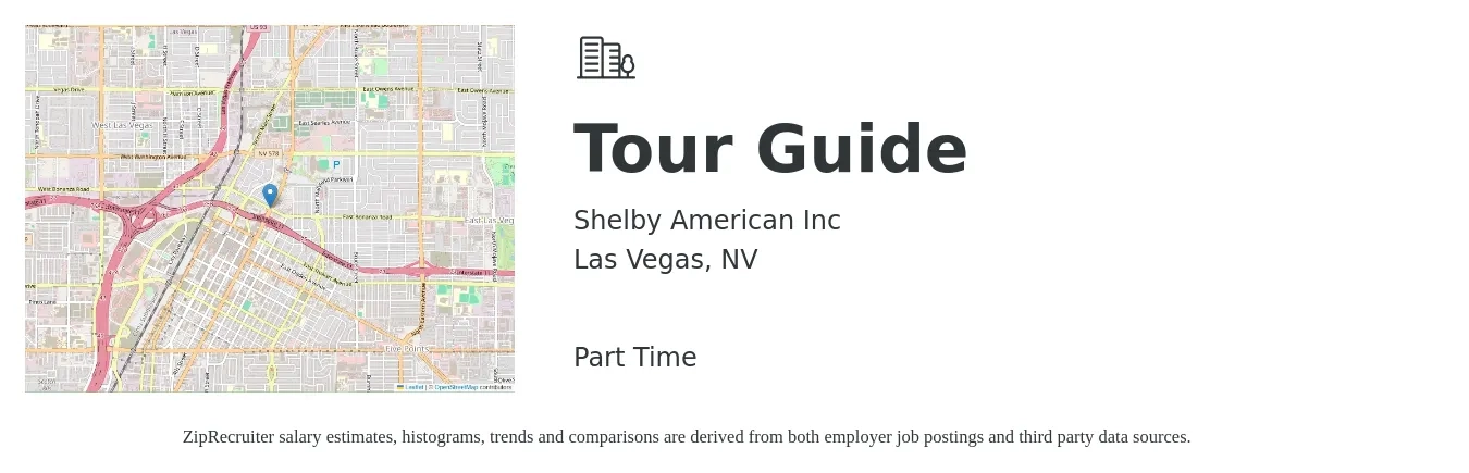 Shelby American Inc job posting for a Tour Guide in Las Vegas, NV with a salary of $14 to $21 Hourly with a map of Las Vegas location.