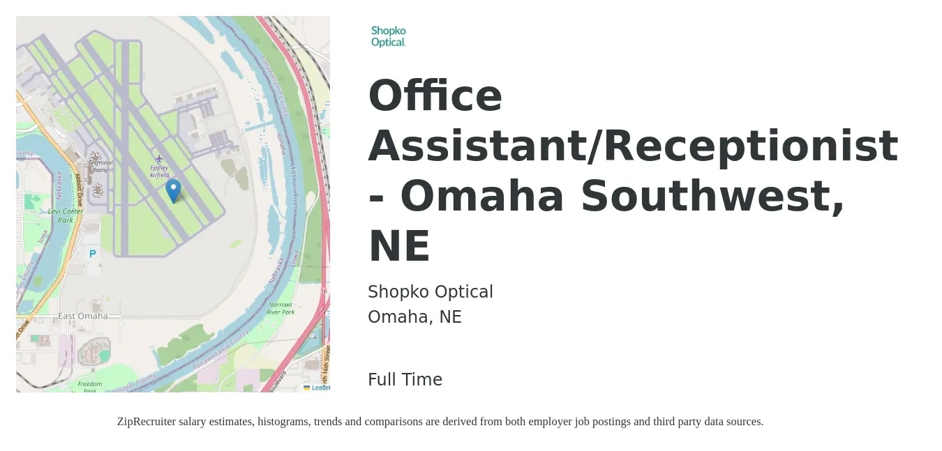 Shopko Optical job posting for a Office Assistant/Receptionist - Omaha Southwest, NE in Omaha, NE with a salary of $15 to $20 Hourly with a map of Omaha location.