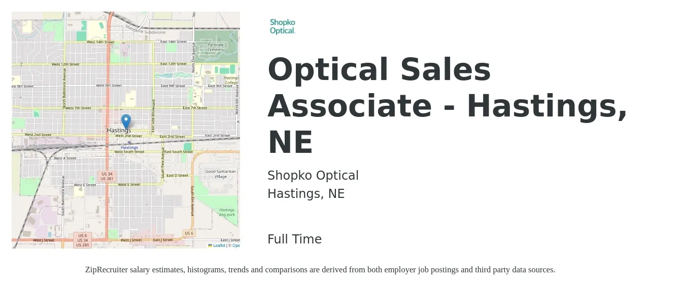 Shopko Optical job posting for a Optical Sales Associate - Hastings, NE in Hastings, NE with a salary of $16 to $19 Hourly with a map of Hastings location.