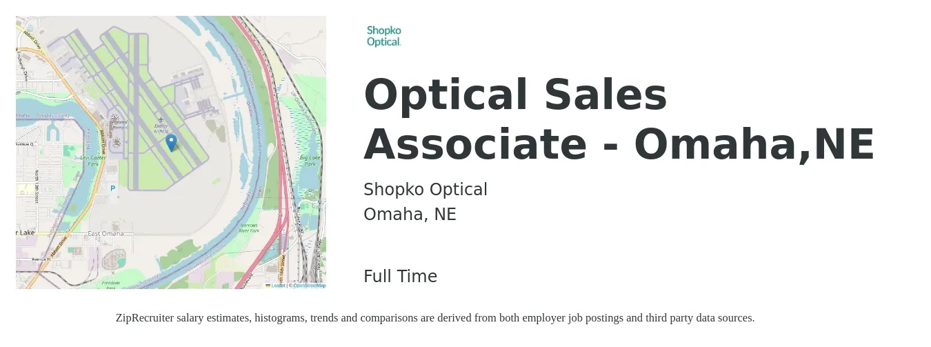 Shopko Optical job posting for a Optical Sales Associate - Omaha,NE in Omaha, NE with a salary of $14 to $18 Hourly with a map of Omaha location.