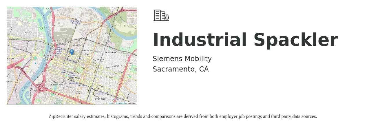 Siemens Mobility job posting for a Industrial Spackler in Sacramento, CA with a salary of $20 Hourly with a map of Sacramento location.