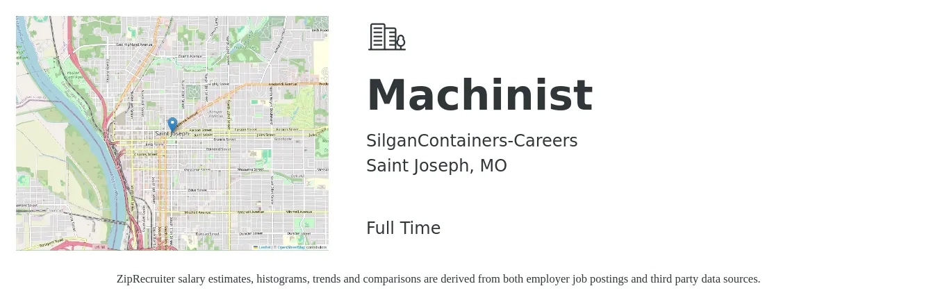 SilganContainers-Careers job posting for a Machinist in Saint Joseph, MO with a salary of $29 Hourly with a map of Saint Joseph location.