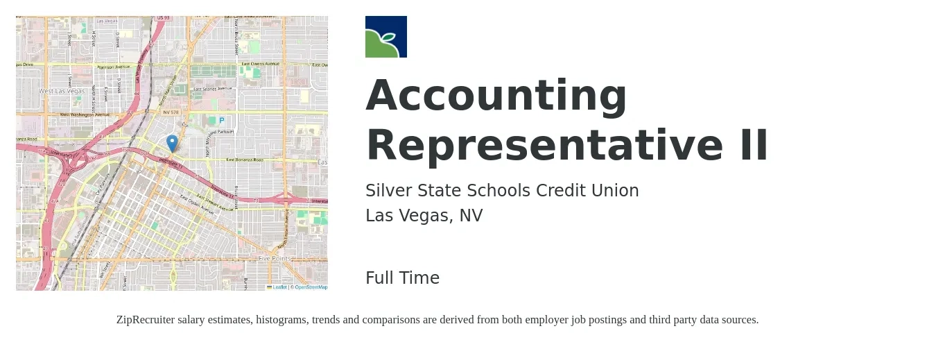 Silver State Schools Credit Union job posting for a Accounting Representative II in Las Vegas, NV with a salary of $26 to $28 Hourly with a map of Las Vegas location.