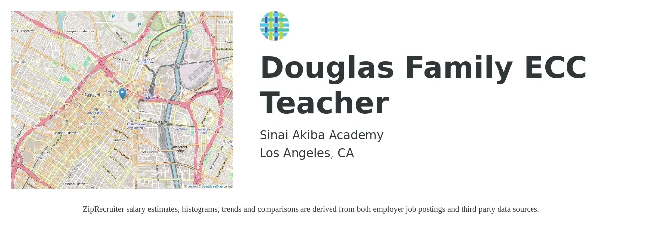 Sinai Akiba Academy job posting for a Douglas Family ECC Teacher in Los Angeles, CA with a salary of $51 Hourly with a map of Los Angeles location.