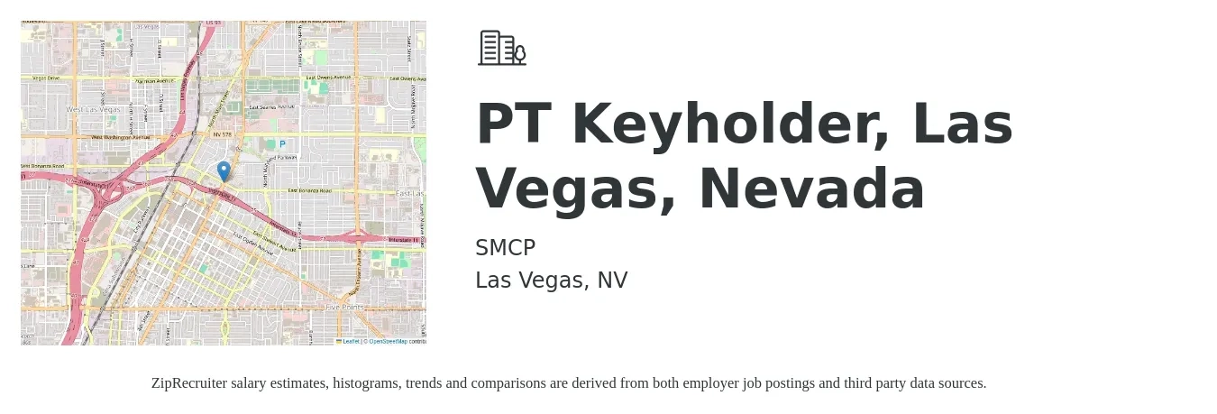 SMCP job posting for a PT Keyholder, Las Vegas, Nevada in Las Vegas, NV with a salary of $13 to $17 Hourly with a map of Las Vegas location.