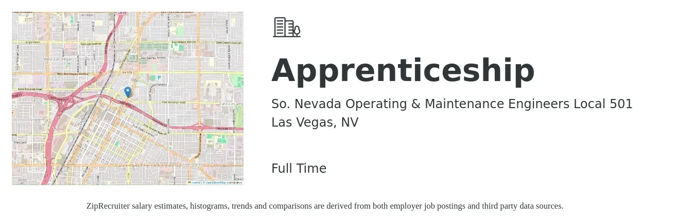 So. Nevada Operating & Maintenance Engineers Local 501 job posting for a Apprenticeship in Las Vegas, NV with a salary of $14 to $27 Hourly with a map of Las Vegas location.