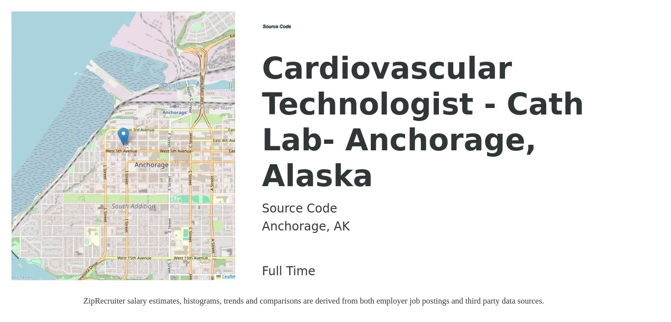 Source Code job posting for a Cardiovascular Technologist - Cath Lab- Anchorage, Alaska in Anchorage, AK with a salary of $2,180 to $2,990 Weekly with a map of Anchorage location.