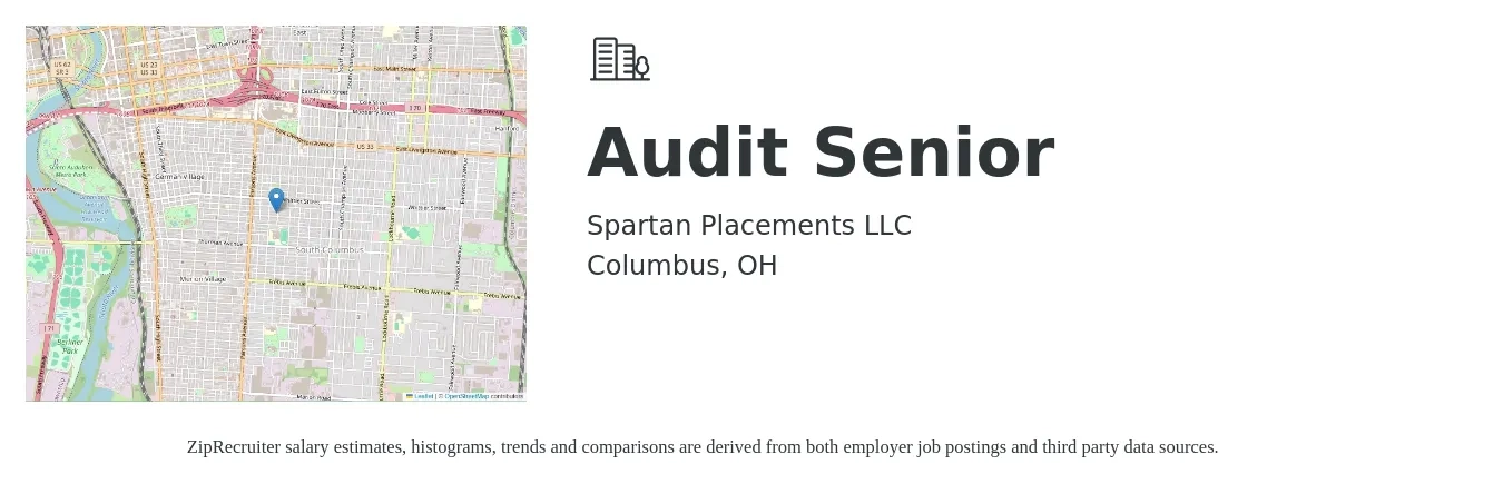 Spartan Placements, LLC job posting for a Audit Senior in Columbus, OH with a salary of $75,000 to $120,000 Yearly with a map of Columbus location.