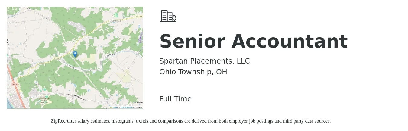 Spartan Placements, LLC job posting for a Senior Accountant in Ohio Township, OH with a salary of $71,400 to $89,800 Yearly with a map of Ohio Township location.