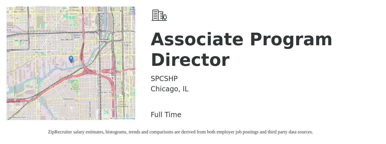 SPCSHP job posting for a Associate Program Director in Chicago, IL with a salary of $41,200 to $61,300 Yearly with a map of Chicago location.