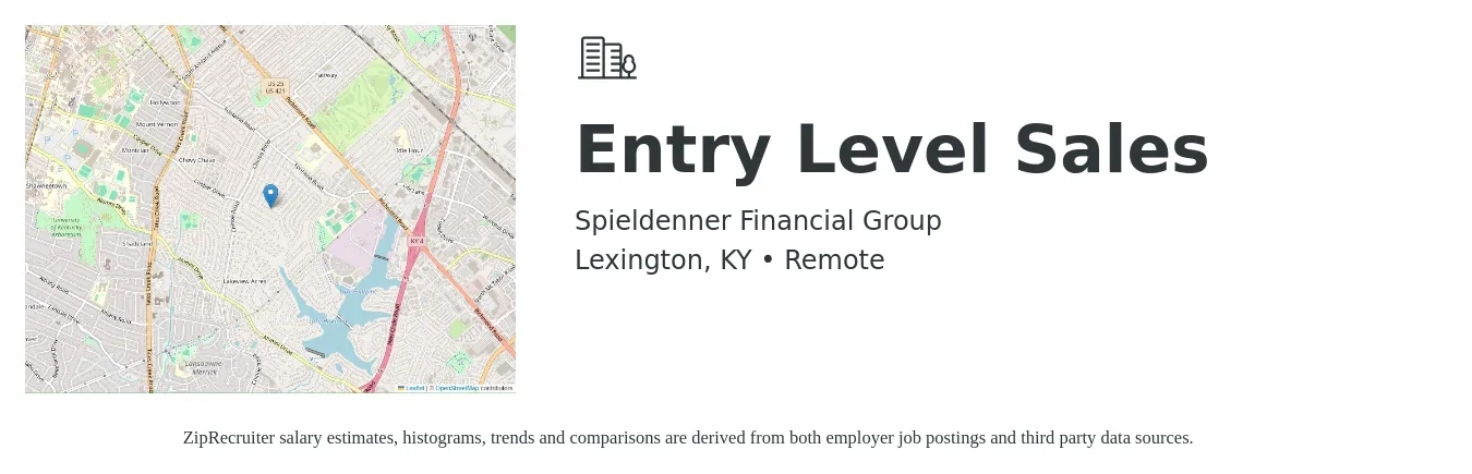 Spieldenner Financial Group job posting for a Entry Level Sales in Lexington, KY with a salary of $10,000 to $20,000 Monthly with a map of Lexington location.