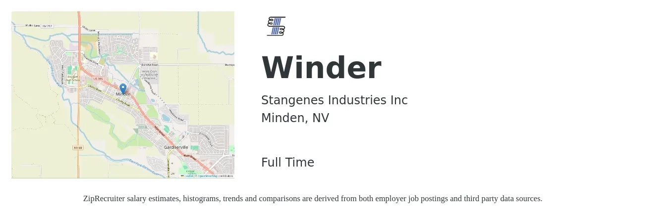 Stangenes Industries Inc job posting for a Winder in Minden, NV with a salary of $17 to $23 Hourly with a map of Minden location.