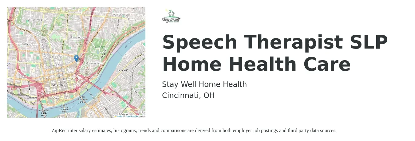 Stay Well Home Health job posting for a Speech Therapist SLP Home Health Care in Cincinnati, OH with a salary of $60 to $90 Hourly with a map of Cincinnati location.
