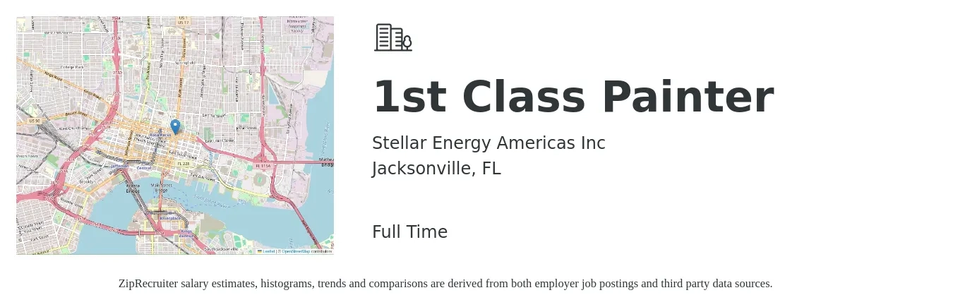 Stellar Energy Americas Inc job posting for a 1st Class Painter in Jacksonville, FL with a salary of $16 to $22 Hourly with a map of Jacksonville location.