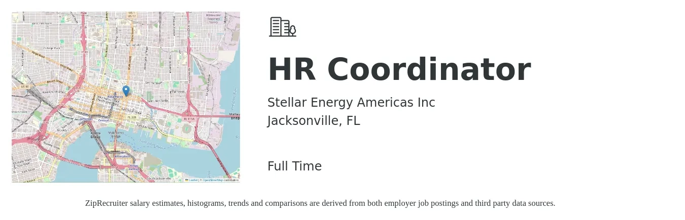 Stellar Energy Americas Inc job posting for a HR Coordinator in Jacksonville, FL with a salary of $19 to $25 Hourly with a map of Jacksonville location.