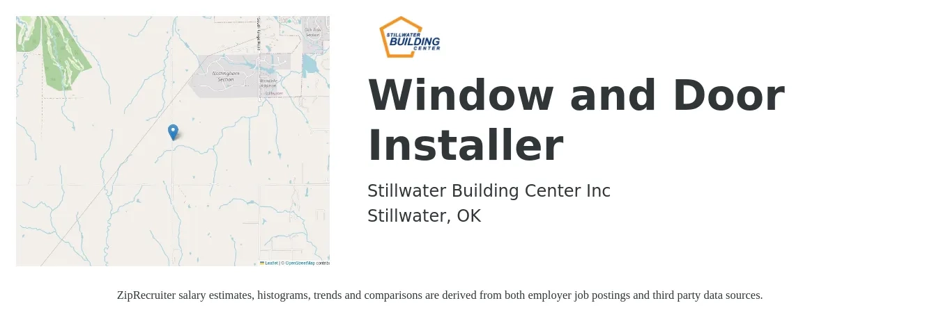 Stillwater Building Center Inc job posting for a Window and Door Installer in Stillwater, OK with a salary of $13 Hourly with a map of Stillwater location.