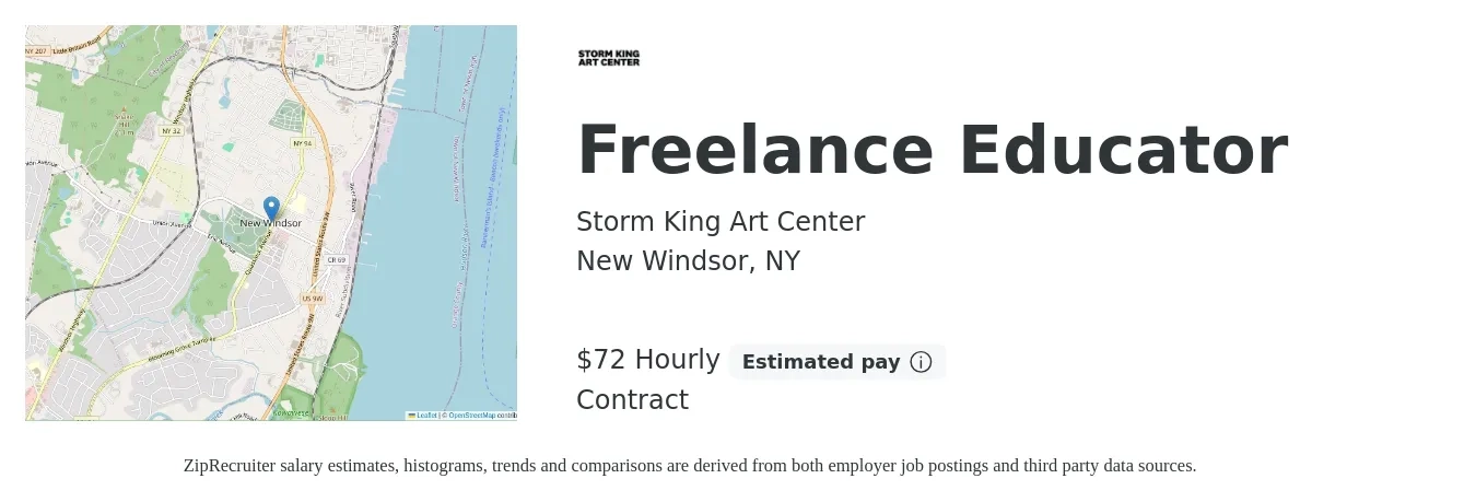 Storm King Art Center job posting for a Freelance Educator in New Windsor, NY with a salary of $75 Hourly with a map of New Windsor location.