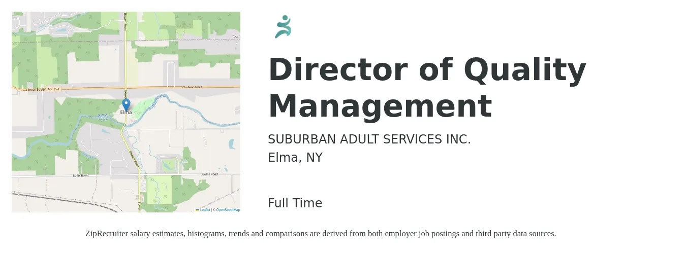 SUBURBAN ADULT SERVICES INC. job posting for a Director of Quality Management in Elma, NY with a salary of $88,600 to $147,000 Yearly with a map of Elma location.
