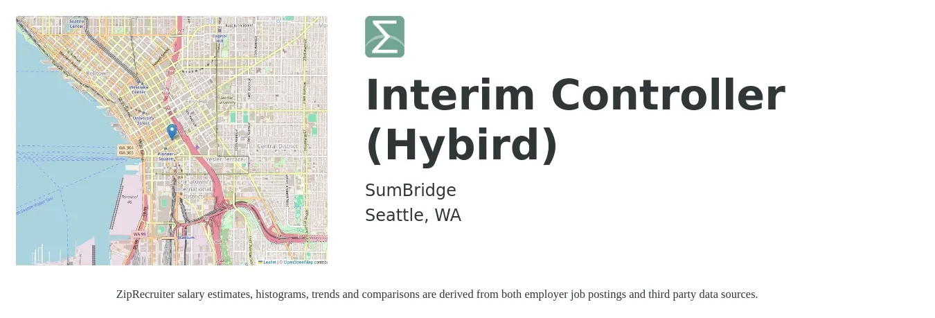 SumBridge job posting for a Interim Controller (Hybird) in Seattle, WA with a salary of $61 to $93 Hourly with a map of Seattle location.