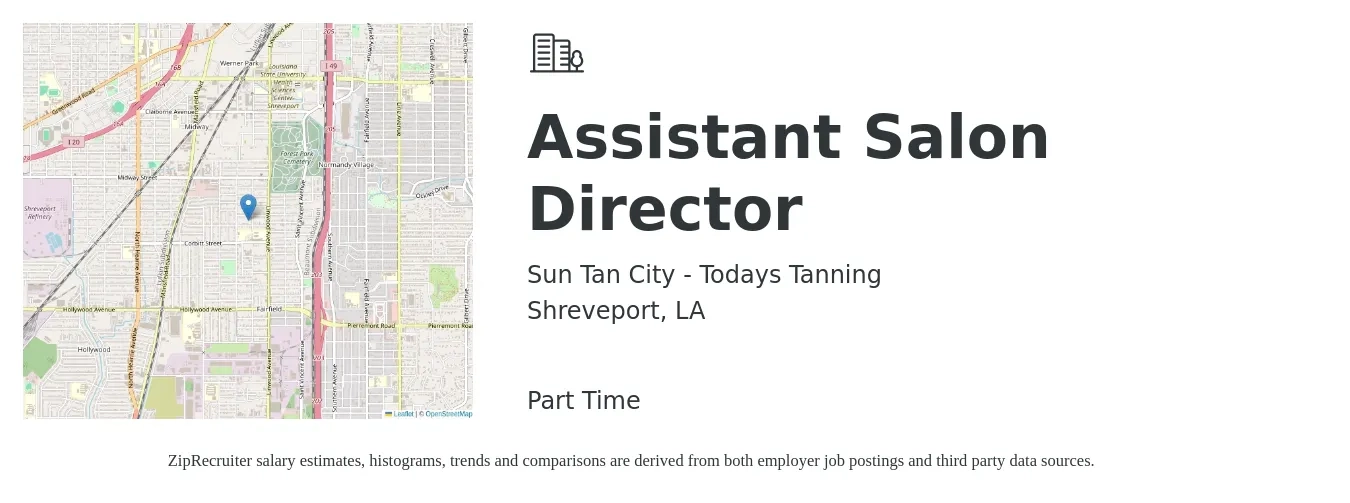 Sun Tan City - Todays Tanning job posting for a Assistant Salon DIrector in Shreveport, LA with a salary of $15 Hourly with a map of Shreveport location.