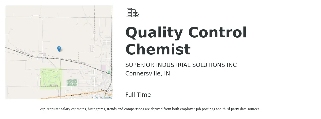 SUPERIOR INDUSTRIAL SOLUTIONS INC job posting for a Quality Control Chemist in Connersville, IN with a salary of $23 to $33 Hourly with a map of Connersville location.