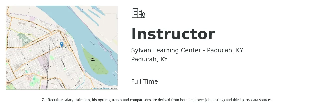 Sylvan Learning Center - Paducah, KY job posting for a Instructor in Paducah, KY with a salary of $18 to $29 Hourly with a map of Paducah location.