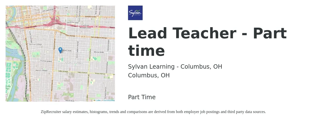 Sylvan Learning - Columbus, OH job posting for a Lead Teacher - Part time in Columbus, OH with a salary of $14 to $19 Hourly with a map of Columbus location.