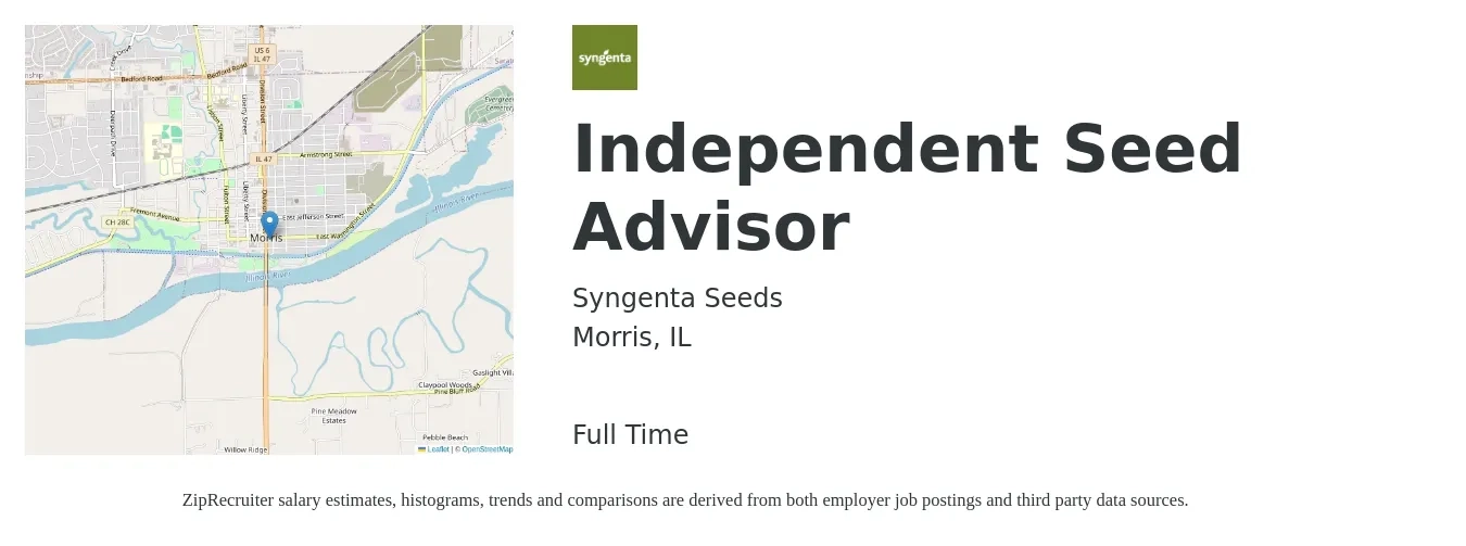 Syngenta Seeds job posting for a Independent Seed Advisor in Morris, IL with a map of Morris location.