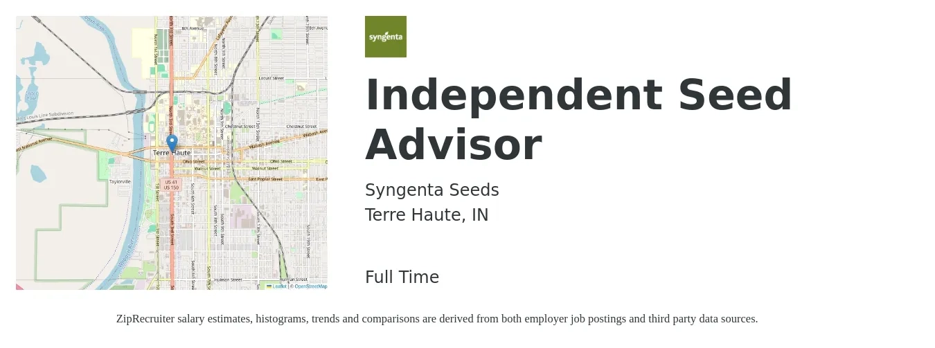 Syngenta Seeds job posting for a Independent Seed Advisor in Terre Haute, IN with a map of Terre Haute location.