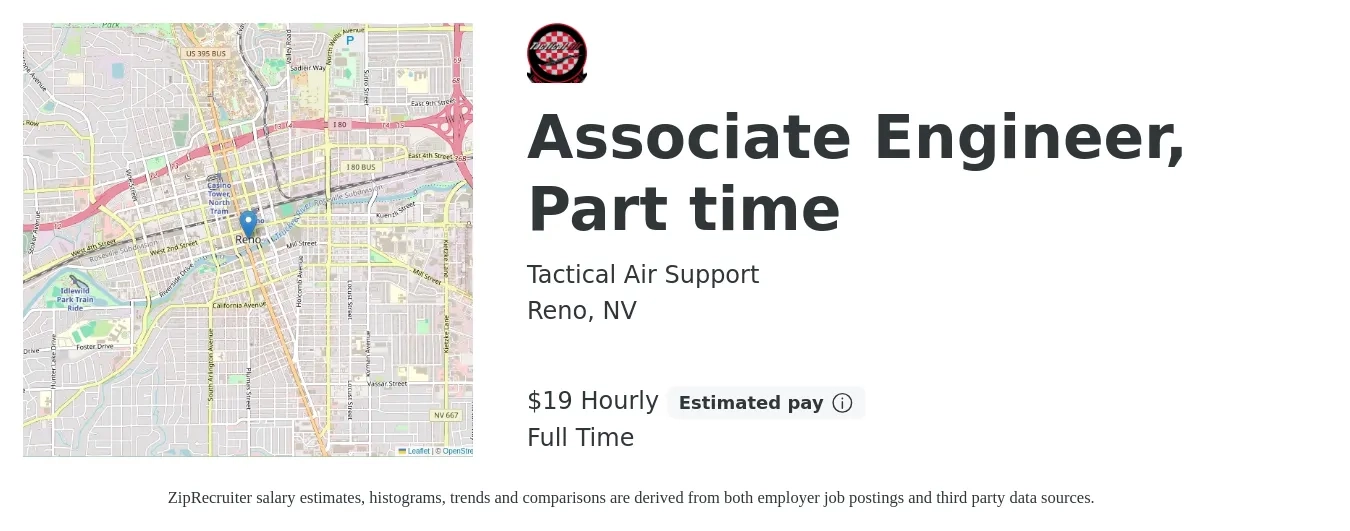 Tactical Air Support job posting for a Associate Engineer, Part time in Reno, NV with a salary of $20 to $20 Hourly with a map of Reno location.