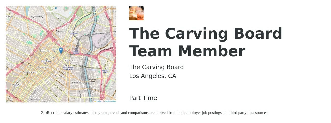 The Carving Board job posting for a The Carving Board Team Member in Los Angeles, CA with a salary of $14 to $18 Hourly with a map of Los Angeles location.