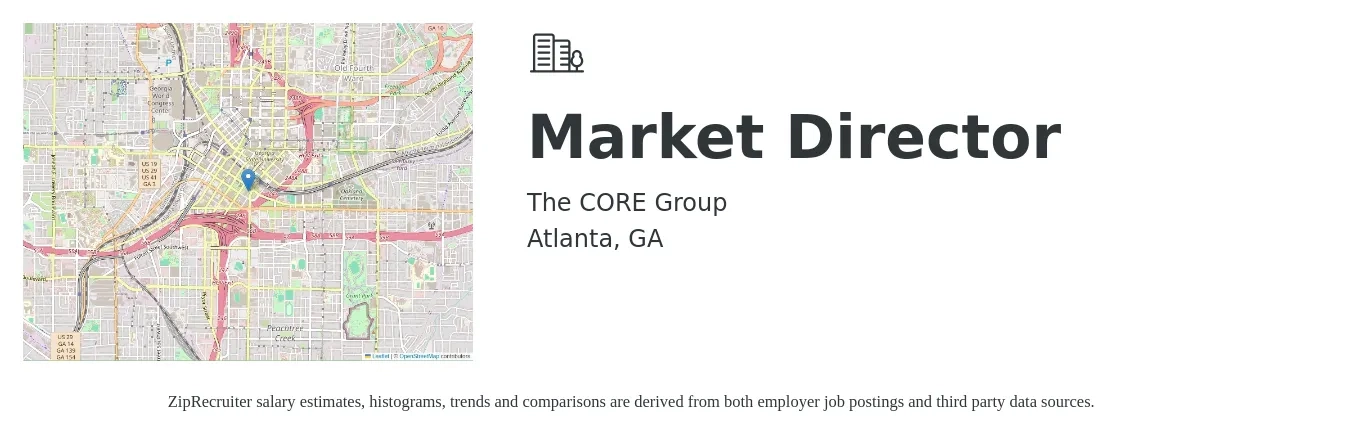 The CORE Group job posting for a Market Director in Atlanta, GA with a salary of $68,800 to $126,500 Yearly with a map of Atlanta location.
