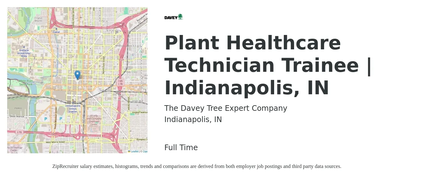 The Davey Tree Expert Company job posting for a Plant Healthcare Technician Trainee | Indianapolis, IN in Indianapolis, IN with a salary of $18 to $21 Hourly with a map of Indianapolis location.