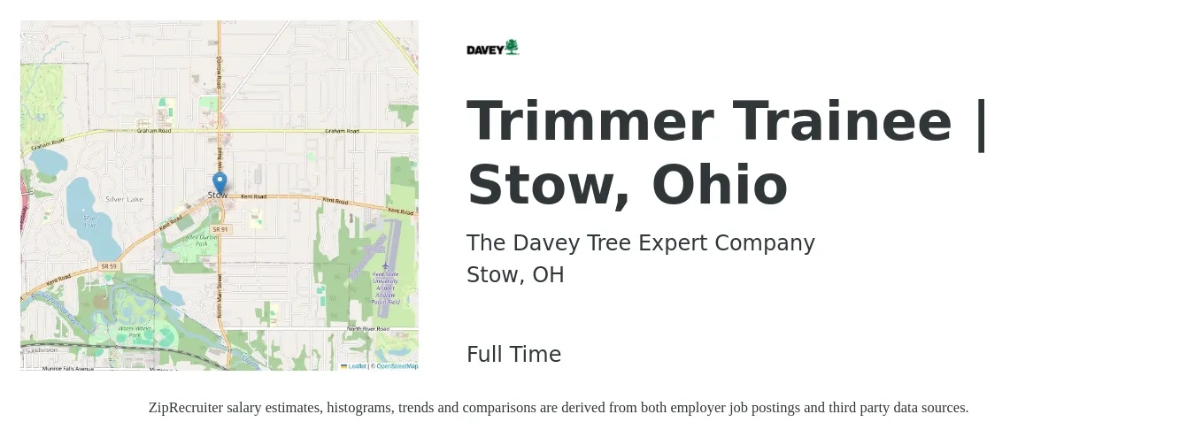 The Davey Tree Expert Company job posting for a Trimmer Trainee | Stow, Ohio in Stow, OH with a salary of $16 to $32 Hourly with a map of Stow location.