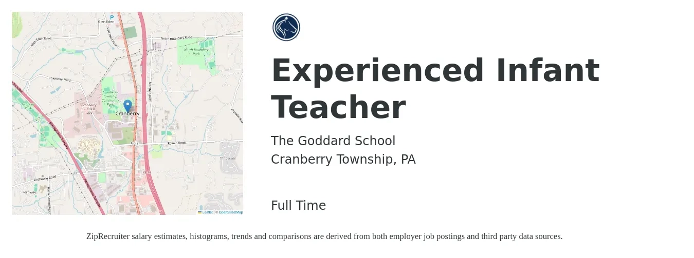 The Goddard School job posting for a Experienced Infant Teacher in Cranberry Township, PA with a salary of $14 to $17 Hourly with a map of Cranberry Township location.